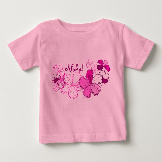 Camiseta De Bebé Doodle Hibiscus Hawaiian Aloha (Anverso)