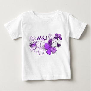 Camiseta De Bebé Doodle Hibiscus Hawaiian Aloha