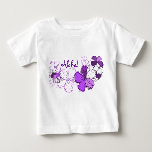 Camiseta De Bebé Doodle Hibiscus Hawaiian Aloha (Anverso)