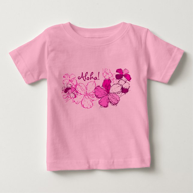Camiseta De Bebé Doodle Hibiscus Toddler Tee (Anverso)