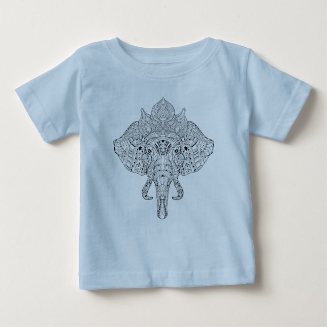 Camiseta De Bebé Doodle inspirado cabeza del elefante (Anverso)