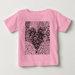 Camiseta De Bebé Doodle inspirado del corazón