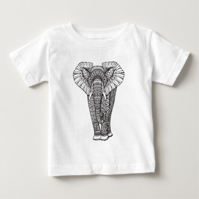 Camiseta De Bebé Doodle modelado fantasía del elefante (Anverso)