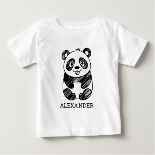 Camiseta De Bebé Doodle personalizado de panda lindo, regalos para 