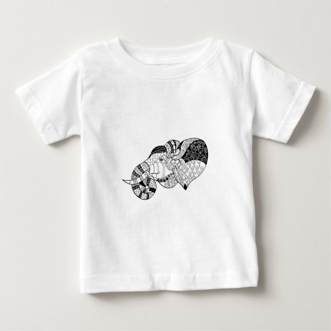 Camiseta De Bebé Doodle principal de Zenstyle del elefante (Anverso)