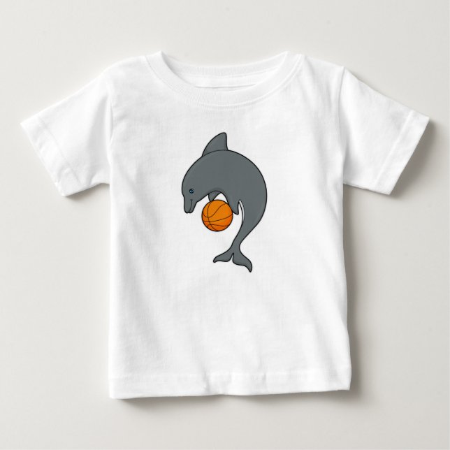 Camiseta De Bebé Dophin como jugador de baloncesto con baloncesto (Anverso)