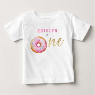 Camiseta De Bebé Dorado rosado Donut Sweet One Chica Cumpleaños