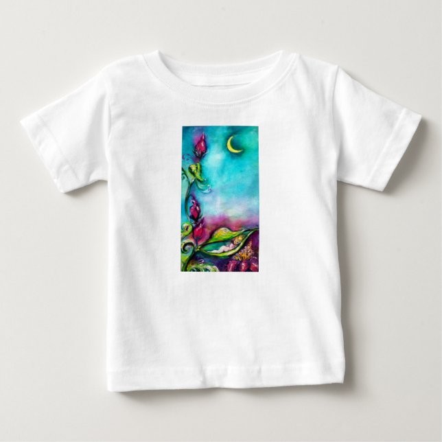 CAMISETA DE BEBÉ DORMIR DE THUMBELINA ENTRE HOJAS ROSAS (Anverso)