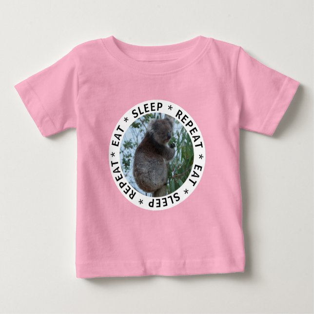 Camiseta De Bebé Dormir repetidamente cutre gracioso Koala en un ár (Anverso)