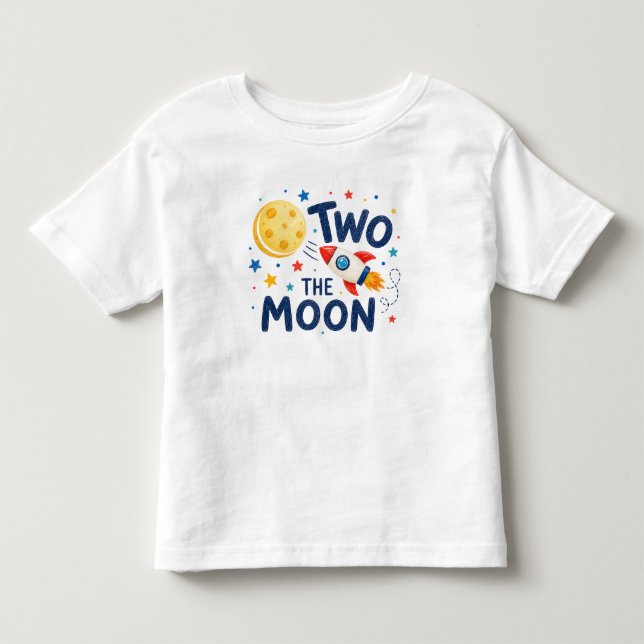 Camiseta De Bebé Dos a la Luna 2do Cumpleaños Cohete Espacio Lindo (Anverso)