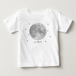 Camiseta De Bebé Dos a la Luna Cumpleaños 2 Niño