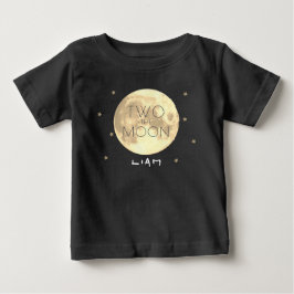 Camiseta De Bebé Dos a la Luna Cumpleaños Negro Niño 2 años