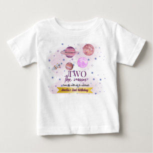Camiseta De Bebé Dos A La Luna Segunda Cumpleaños Niña Luna Estrell