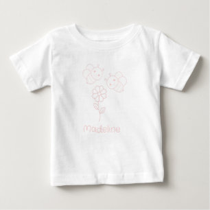 Camiseta De Bebé Dos abejas reinas bebé rosadas Un nombre de margar