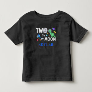 Camiseta De Bebé Dos al astronauta de dinosaurio de la luna cumplea