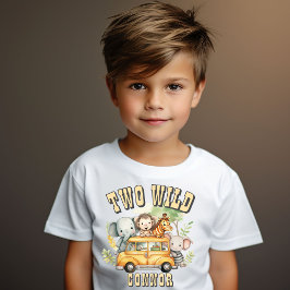 Camiseta De Bebé Dos animales safari de cumpleaños para niños salva