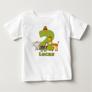 Camiseta De Bebé Dos Animales Salvajes de Safari Cumpleaños 2do Nom