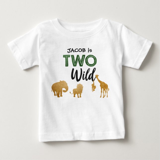 Camiseta De Bebé Dos animales salvajes de Safari Fiesta Niño Segund (Anverso)