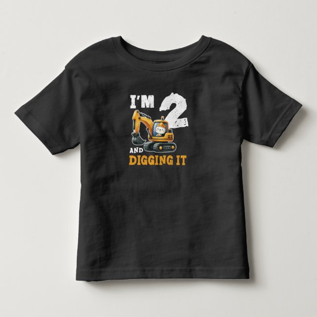 Camiseta De Bebé Dos años, segundo cumpleaños, niño de construcción (Anverso)