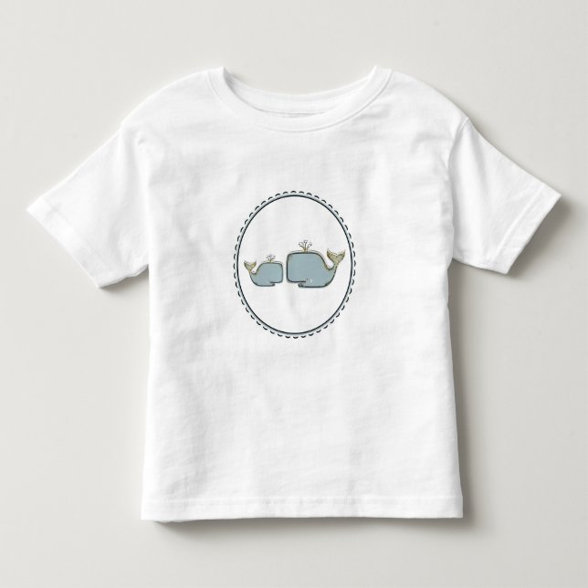 Camiseta De Bebé Dos ballenas marinas Blue & Gold Boutique cumpleañ (Anverso)