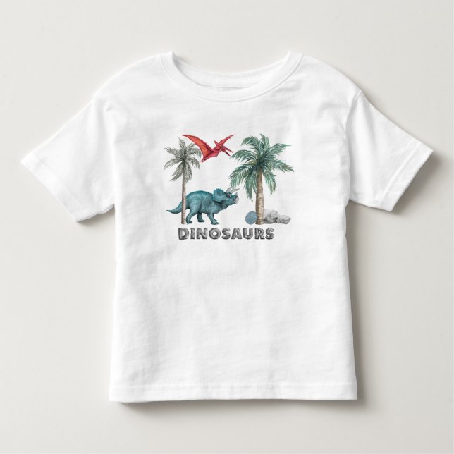 Camiseta De Bebé Dos brillantes dinosaurios en la jungla (Anverso)