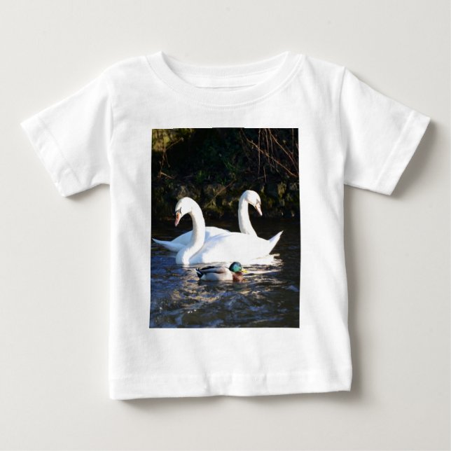 Camiseta De Bebé Dos cisnes y un pato (Anverso)