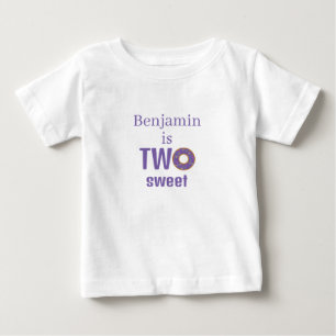Camiseta De Bebé Dos Donut Morados Dulces para Segundo Cumpleaños