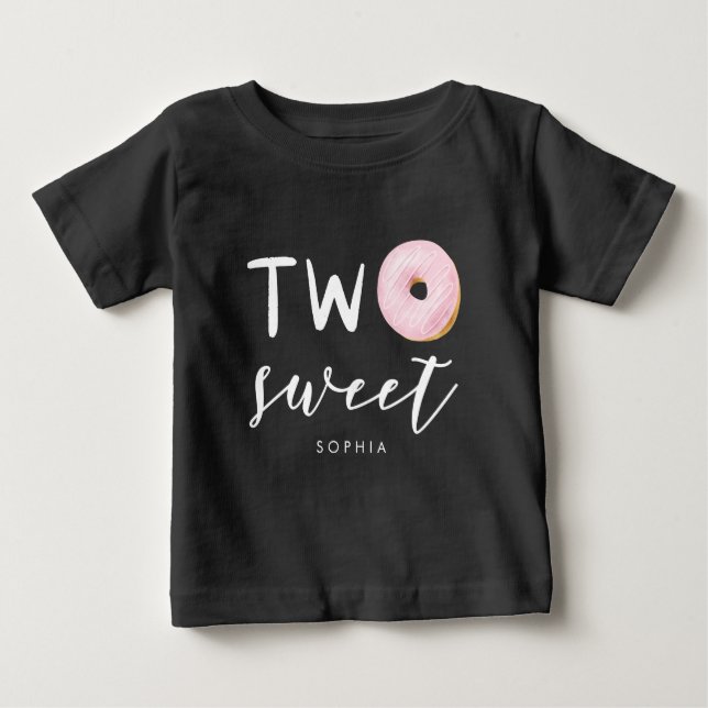 Camiseta De Bebé Dos dulces temas de Donut Segundo Fiesta de cumple (Anverso)