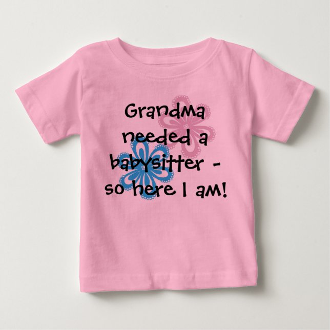 Camiseta De Bebé Dos Flores La Abuela Necesitaba una Niñera... TShi (Anverso)