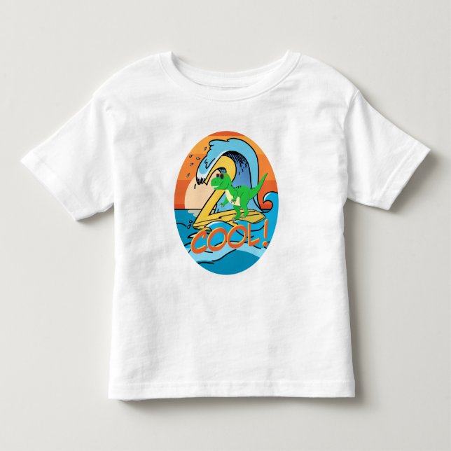 Camiseta De Bebé ¡Dos Frescos! Cumpleaños 2 de Surfing Dinosaurio F (Anverso)
