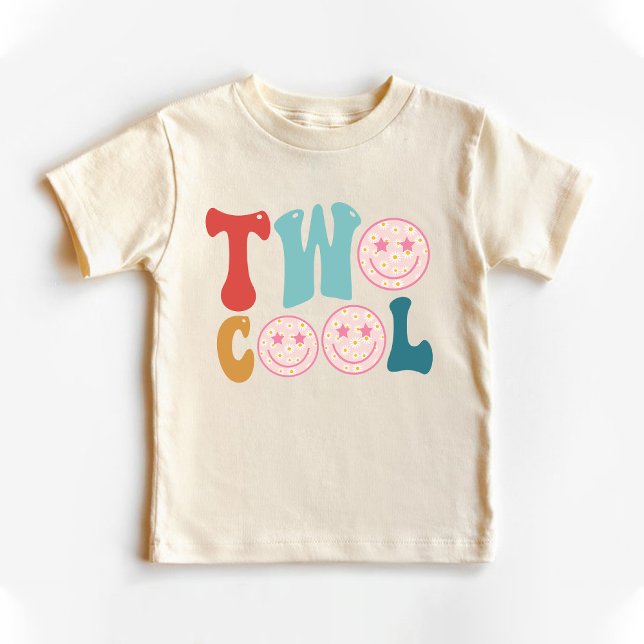 Camiseta De Bebé Dos Guay 2º cumpleaños sonrisa cara natural (Two Cool 2nd Birthday Smile Face Natural Toddler T-shirt)