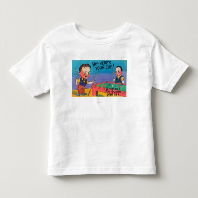 Camiseta De Bebé Dos hombres del dibujo animado juegan al billar, (Anverso)
