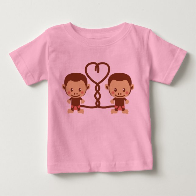 Camiseta De Bebé Dos monos lindos (Anverso)