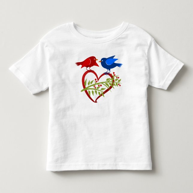 Camiseta De Bebé Dos pajaritos con corazón abierto (Anverso)