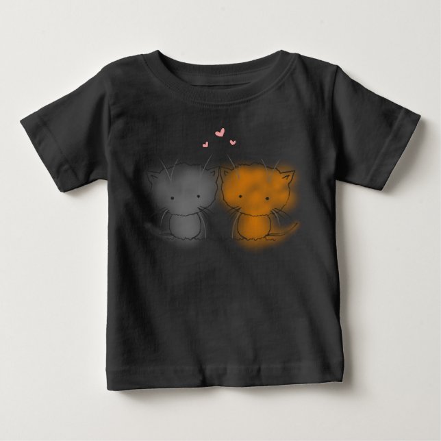 Camiseta De Bebé Dos pequeños gatitos naranja y gris (Anverso)