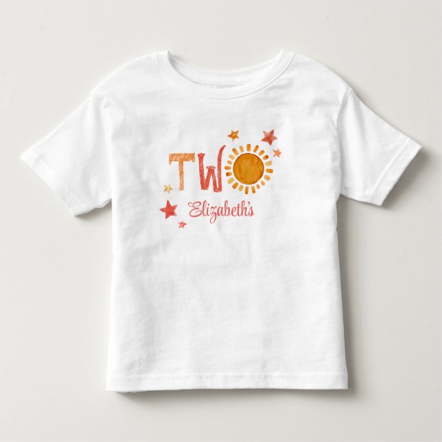 Camiseta De Bebé Dos Sunshine personalizado de segundo cumpleaños (Anverso)