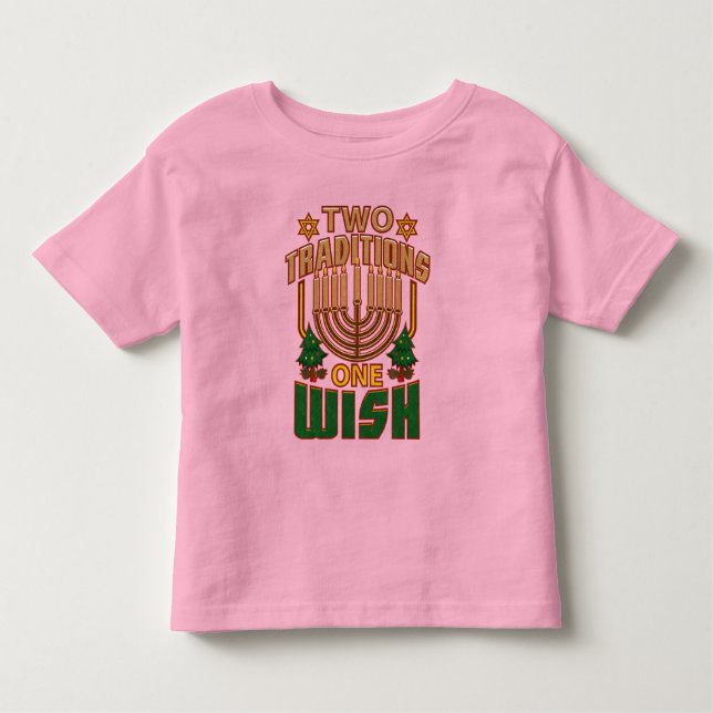 Camiseta De Bebé Dos tradiciones para desear feliz Festival Hanukka (Anverso)