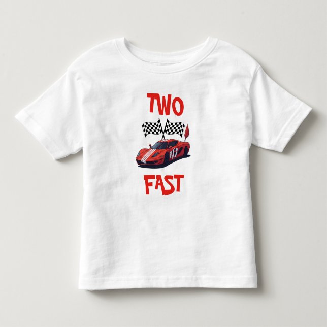 Camiseta De Bebé Dos vagones rápidos de raza roja segundo cumpleaño (Anverso)