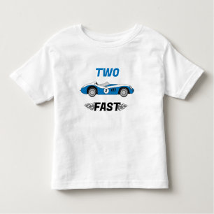 Camiseta De Bebé Dos Vintage Fast Blue Race Car Boy segundo cumplea