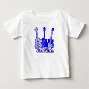 Camiseta De Bebé Dotado desde el nacimiento. Guitarras azules vinta