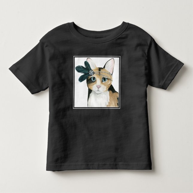Camiseta De Bebé Downton Cat | Bejeweling con plumas (Anverso)