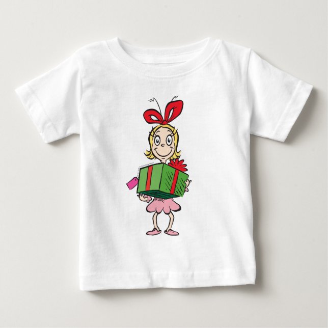 Camiseta De Bebé Dr. Seuss | Cindy-Lou Who - Holding Present (Anverso)