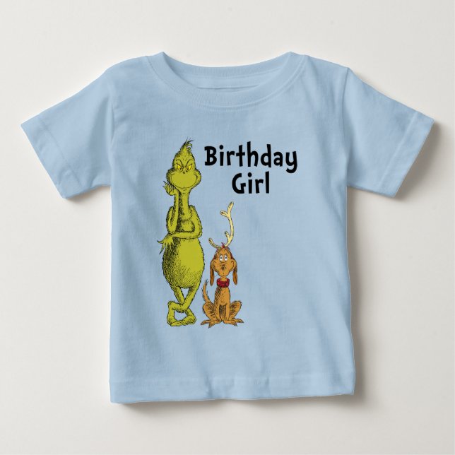 Camiseta De Bebé Dr. Seuss | Grinch Cumpleaños de invierno para niñ (Anverso)