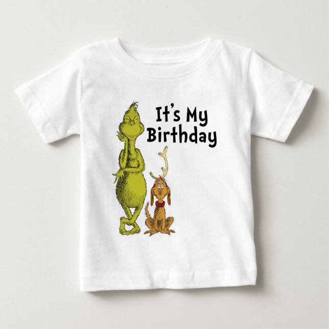 Camiseta De Bebé Dr. Seuss | Grinch Winthday Birthday (Anverso)