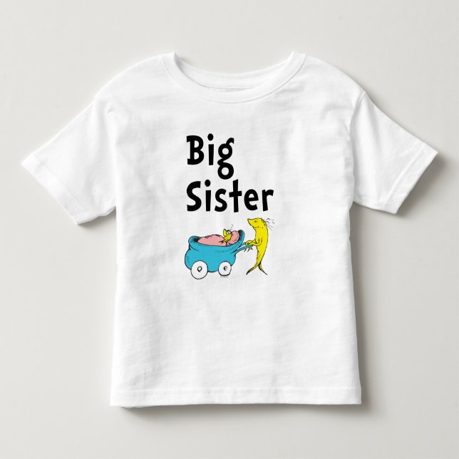 Camiseta De Bebé Dr. Seuss | Un pez dos peces | Hermana mayor (Anverso)