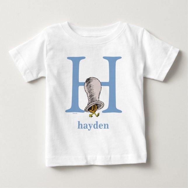 Camiseta De Bebé Dr. Seuss's ABC: Letter H - Blue | Add Your Name (Anverso)