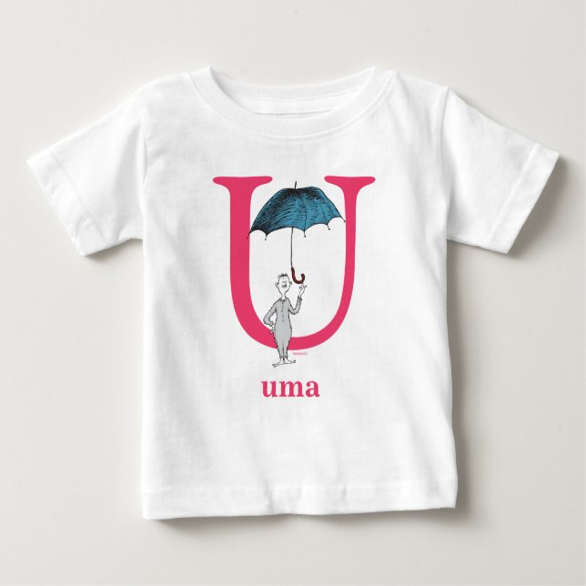 Camiseta De Bebé Dr. Seuss's ABC: Letter U - Pink | Add Your Name (Anverso)