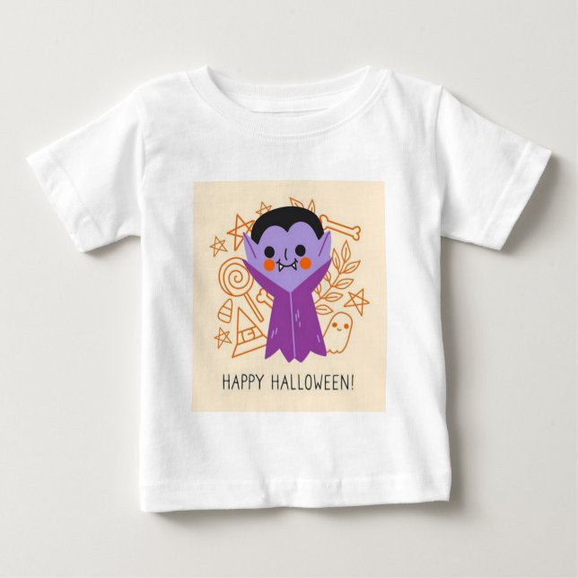 Camiseta De Bebé Drácula de vampiro cúrcute Halloween (Anverso)