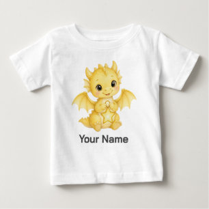 Camiseta De Bebé Dragón Amarillo Personalizado con Lámpara de Estre
