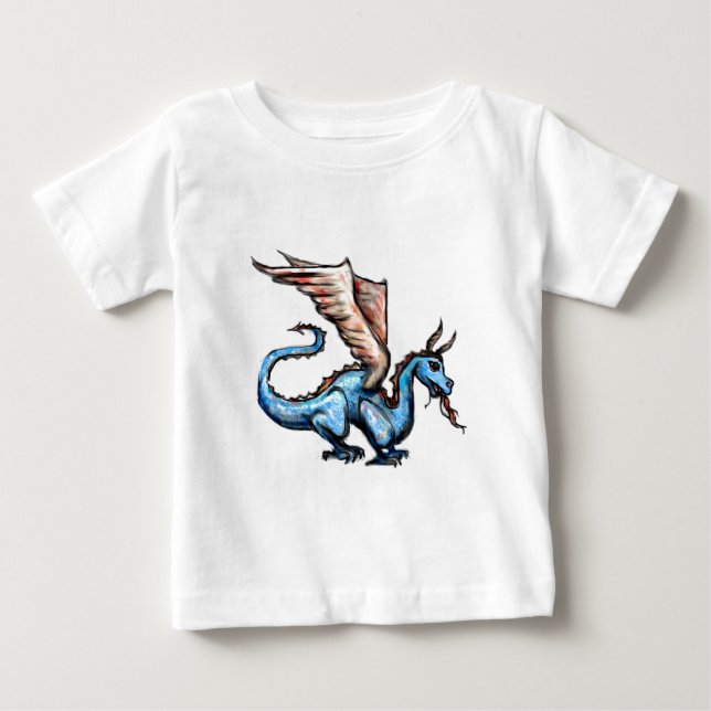 Camiseta De Bebé dragón azul (Anverso)